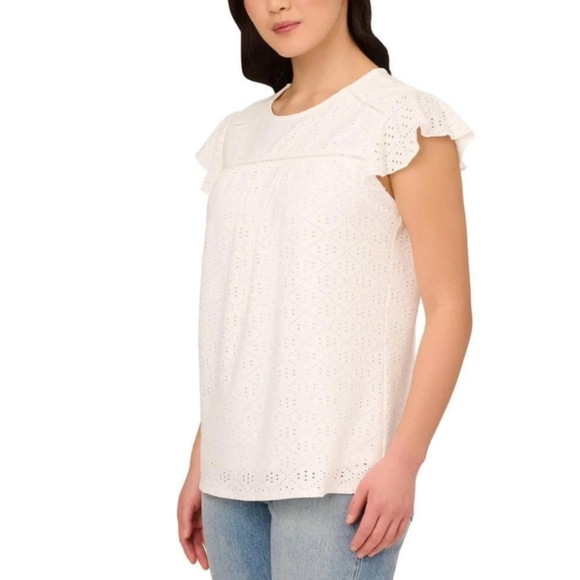 Adrianna Papell White Eyelet Top - Picture 2 of 7